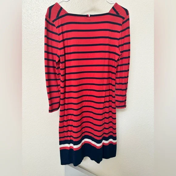 Tommy Hilfiger Red and Blue Square Neck Dress - Picture 2 of 5